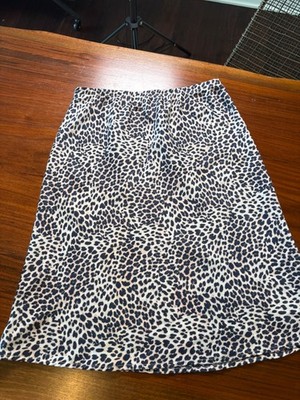 Common Collection Leopard Print Skirt Navy White Elastic Waist Small