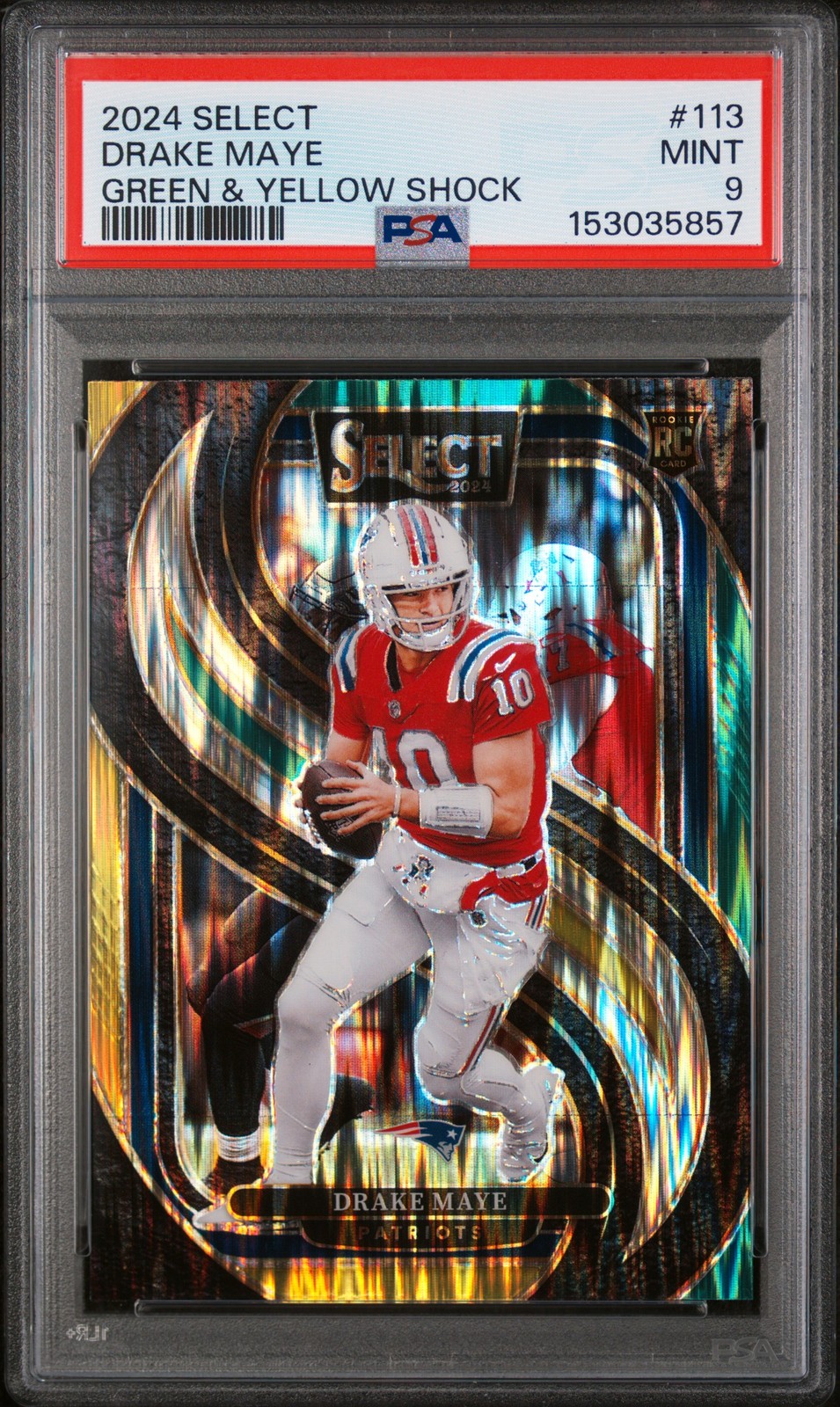 Drake Maye Green Yellow Prizm Shock #113