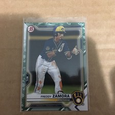 2021 Bowman #BP-2 Freddy Zamora Prospects Camo Milwaukee Brewers