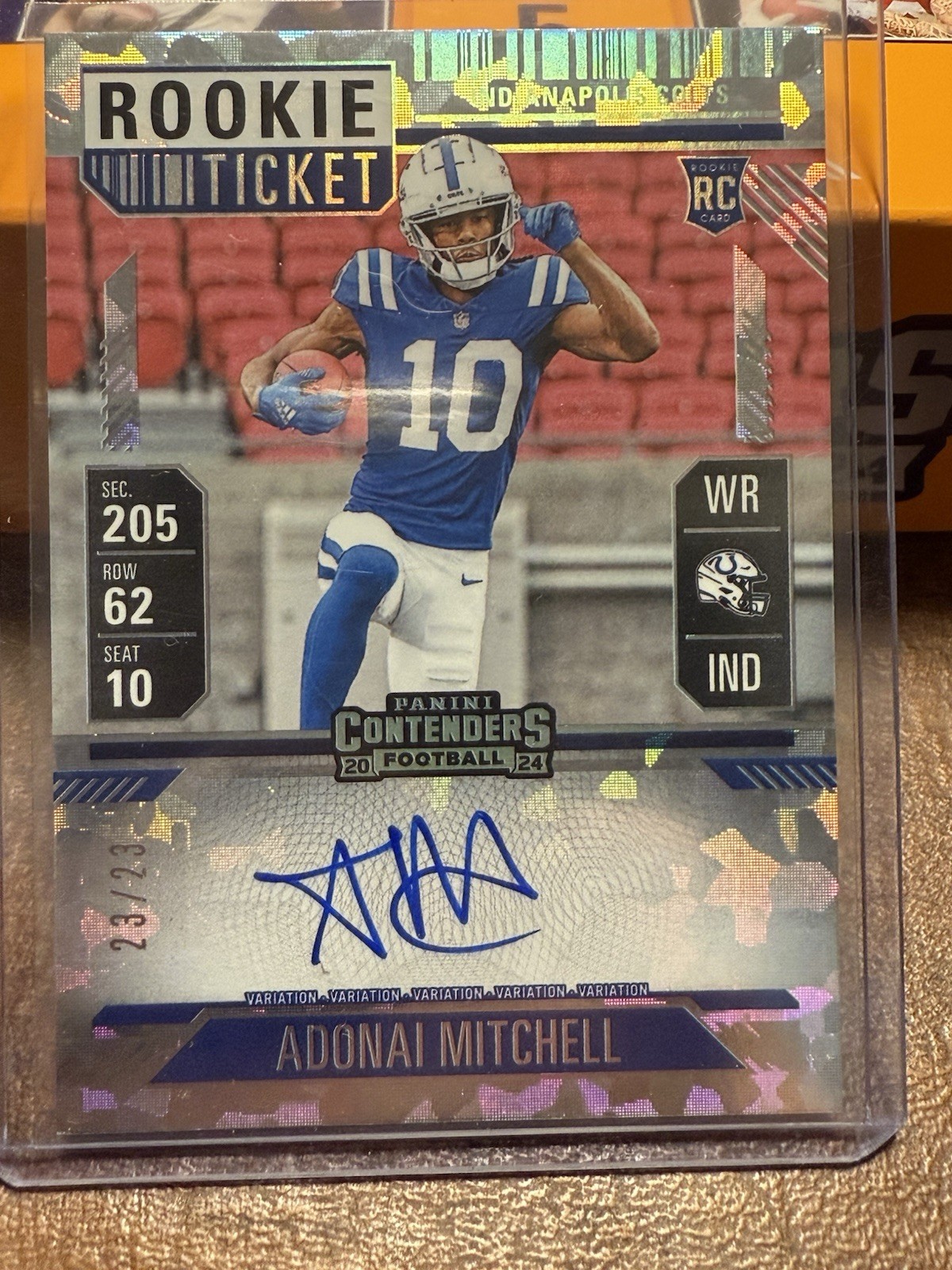 2024 Panini Contenders ADONAI MITCHELL Rookie Ticket Cracked Ice Auto /23 RC SS