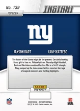 Graded Gem-Mt 10 JAXSON DART & CAM SKATTEBO 2025 PANINI ROOKIE CARD #139 Presale