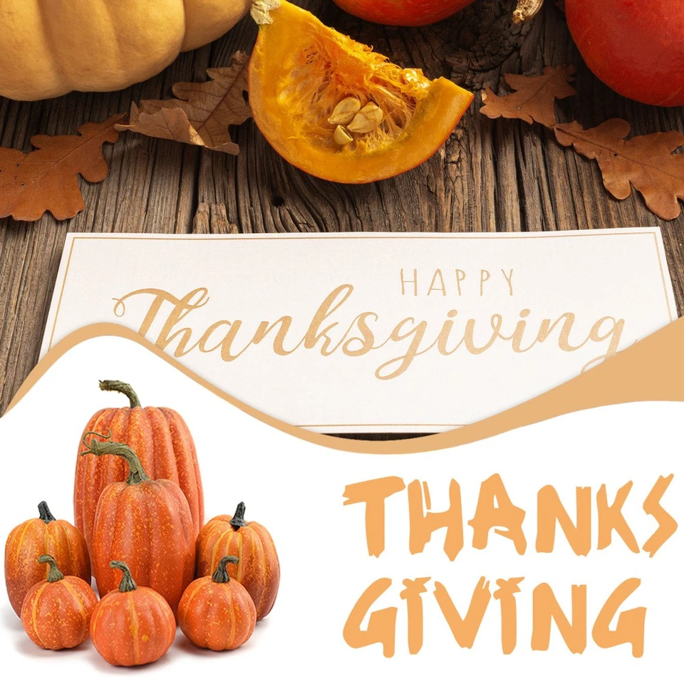 7 piezas Calabazas Artificiales Simulación Modelo Falso Otoño Acción de Gracias Halloween Decoración Foto 4 de 4