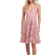 Lulus Women's Rose Lace Fit Flare Dress Medium NWT