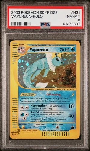 Pokemon TCG Vaporeon H31 PSA 8 Holo Skyridge 2003