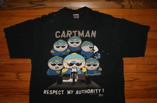 VTG 1998 South Park TShirt Mens XL Black Cartman Respect My Authority! Distress