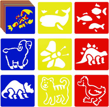 24 Pieces Stencils for Kids, 5.9 X 5.5 Inches Chalk Drawing Stencils, Large Wash