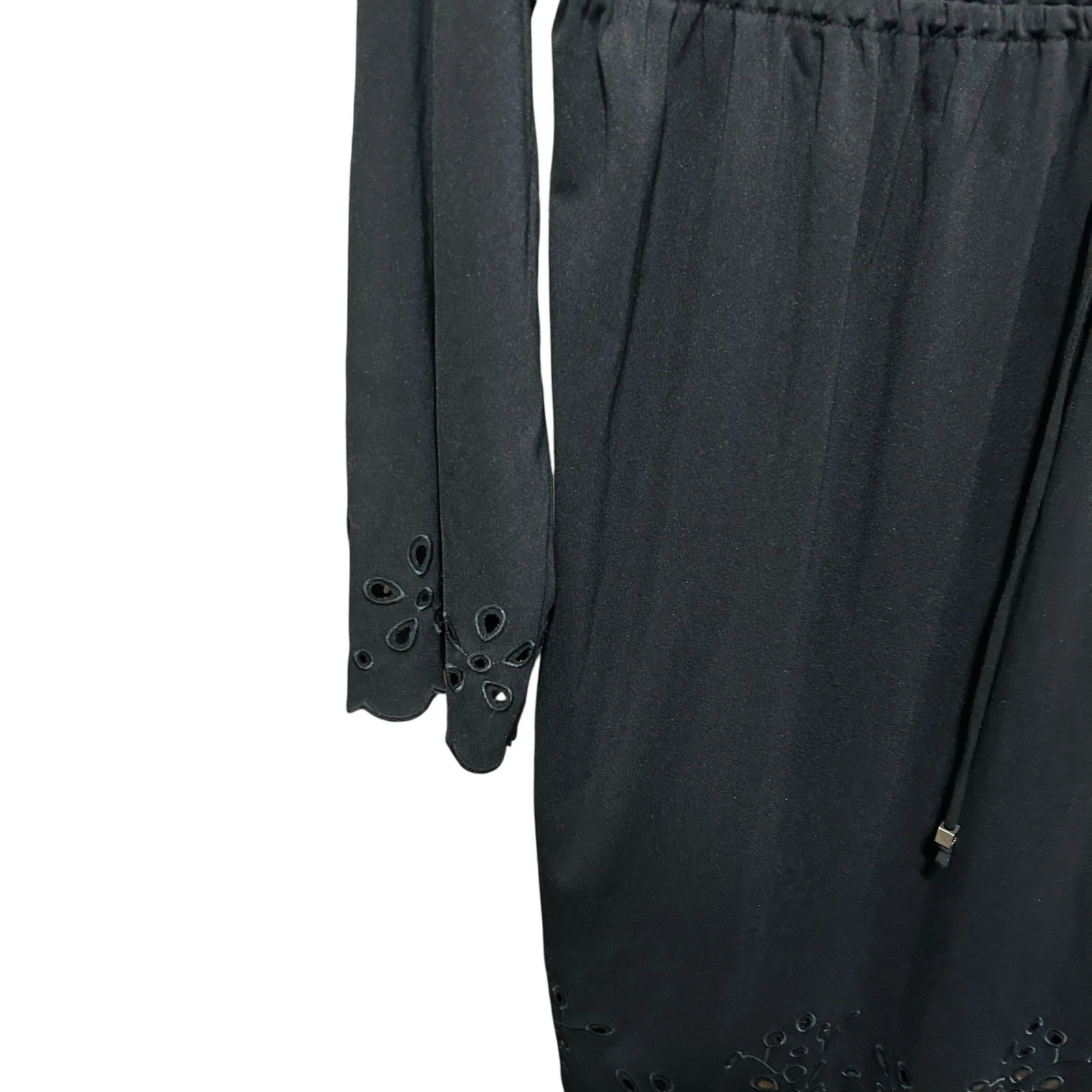Abito Michael Kors Boho Occhiellato L Nero Elasticizzato Cinched Vita Alta Resort Viaggio