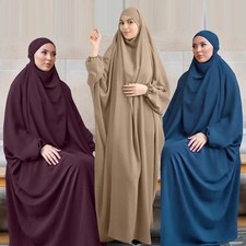 One Piece Prayer Dress Jilbab Khimar Hijab Abaya Ramadan Muslim Robe Kaftan Gown