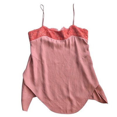 $375 Carven Paris Women Dusty Rose Lace Trim Cami Top Split Tulip Hem Sz 36/US 4