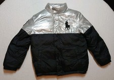 Polo Ralph Lauren Bears Kids Silver Black Down Puffer Jacket Size S/P 8