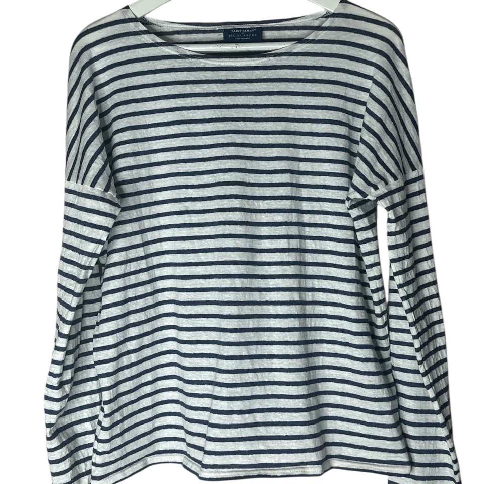 Camiseta listrada Saint James X Jenni Kayne Rue ombro caído linho tamanho 38 EUA 6 - Imagem 4 de 4