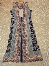 One World Floral Print Knit Maxi Dress Boho Size XL Sleeveless