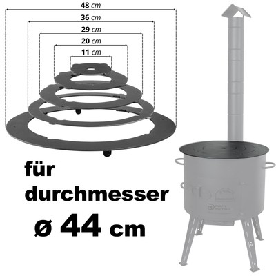 Ø43,5-47 cm Adapter - Ringe für Eintopfofen Utschak Herdplatte Adaptierung Kazan