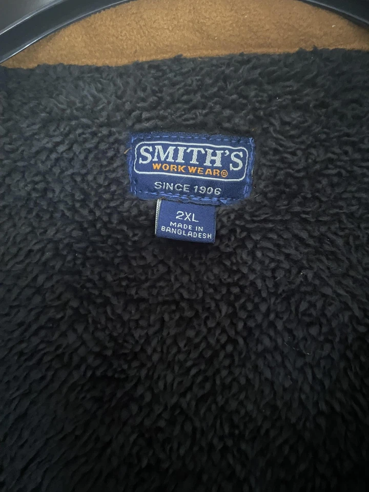 Smith's Workwear Chaqueta Para Hombres 2XL Marrón Forrado de Vellón Abotonado Sherpa Camisa Abrigo Foto 3 de 4