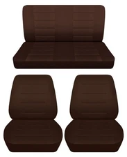 Fits 1970 Jeep commando Front buckets and solid rear bench seat covers brown