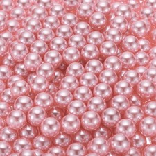 500Pcs Faux Pearl for Crafting 10mm No Hole ABS Round Pearls Beads Light Pink