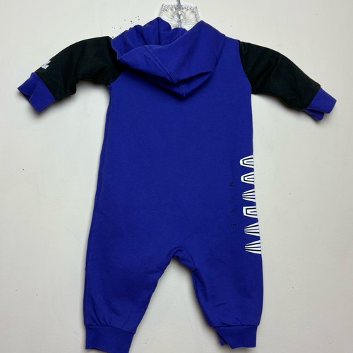 Jordan MJ MVP Baby Full-Zip Purple Black Hooded Coverall Jumpsuit 3-6 Months - Picture 5 of 11