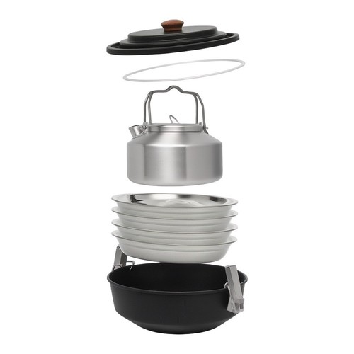 Camping Cookware Set For Outdoor Meals Nesting Storage System For Gas ...