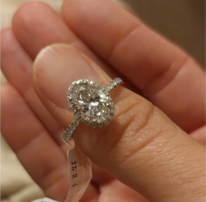 Oval Cut Lab Grown IGI Certified Diamond Engagement Ring 14KT White Gold