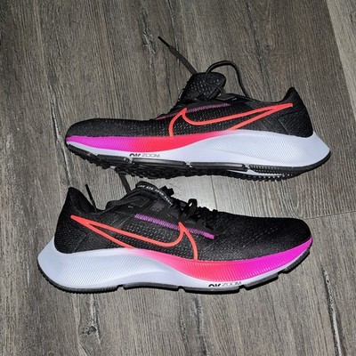 Nike Air Zoom Pegasus 38 Mens 8.5 Black Pink Purple Running Shoes NEW