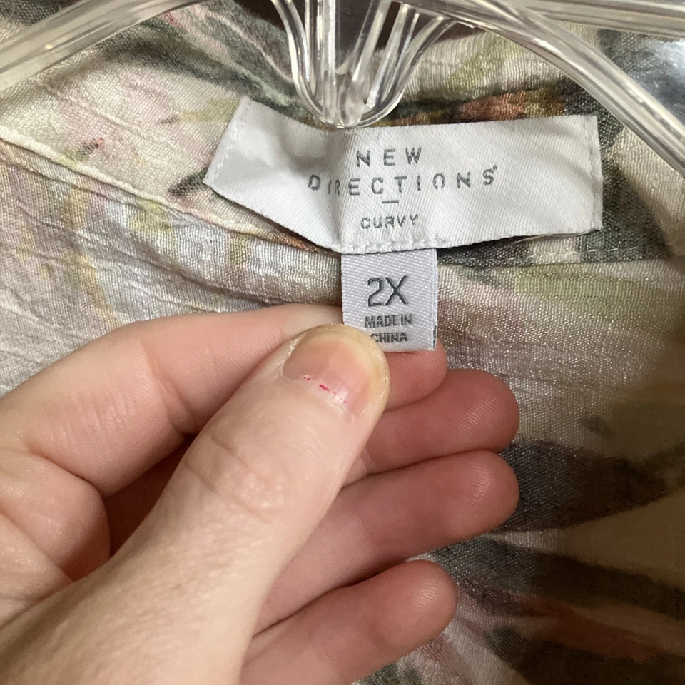 Size 2X Women’s Floral Sheer Tunic Button Tropical By New Direction - Image 4 of 4