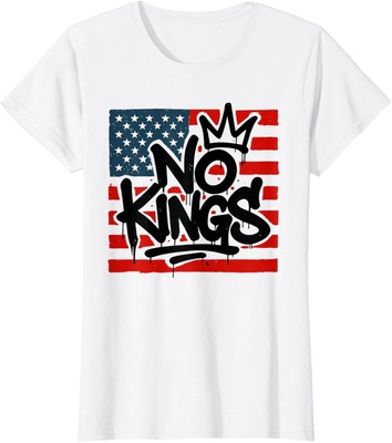 No Kings In America Flag Protest Save Democracy Ladies' Crewneck T-Shirt