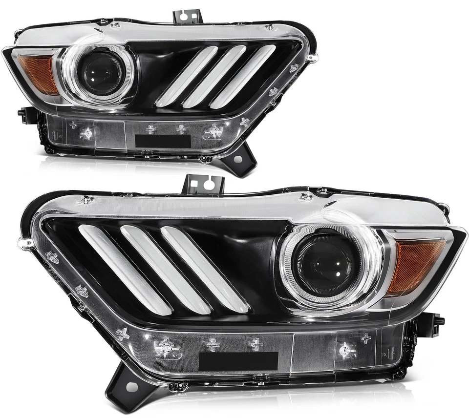 Left+Right Headlights Assembly Pair For Ford Mustang 2015 2016 2017 Clear Lens Foto 3 de 4