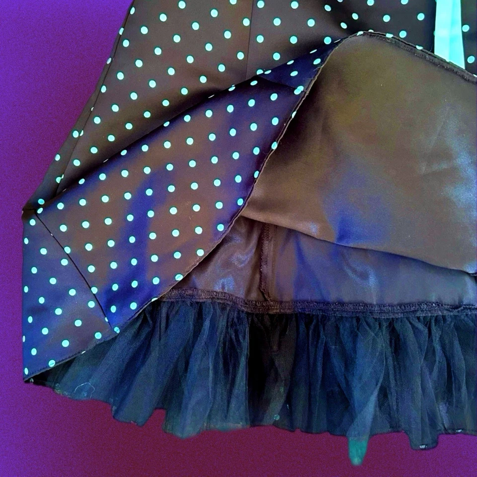 Vestido Gunne Sax Jessica McClintock Y2K para mujer azul/negro a lunares talla pequeña 5/6 Foto 4 de 4