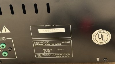 Kenwood KX-5530 Stereo Cassette Deck Black Auto Reverse Dolby NR