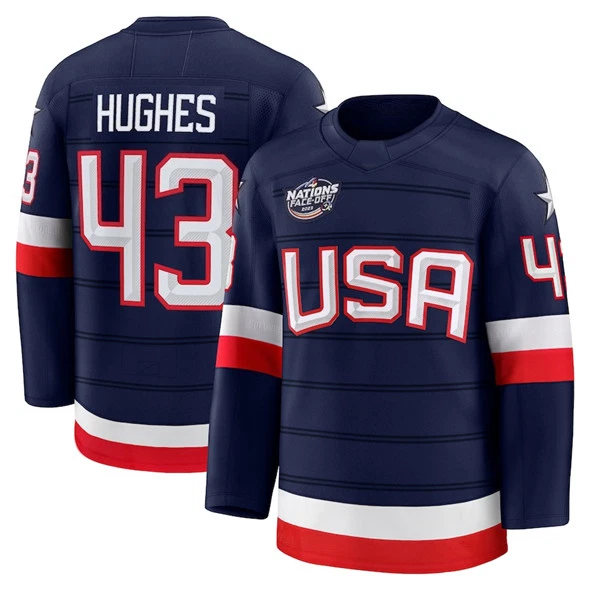 Custom Men's Navy 2025 4 Nations Stitched Hockey Jersey
