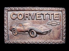 LL05148 VINTAGE 1970s CHEVROLET CORVETTE CHEVY CAR BRASSTONE BELT BUCKLE