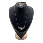 Vintage Silver 935 Marcasite & Pearl Necklace Pendant Byzantine Chain L 18"