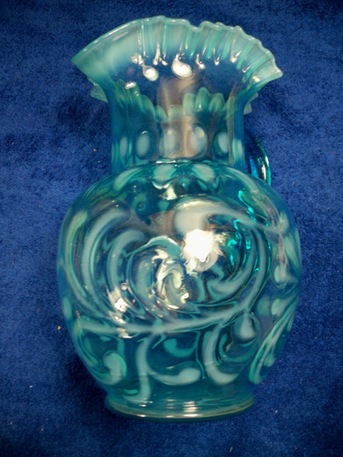 Jefferson Opalescent Glass Blue Button & Braids Pitcher Jug Antique 1905 - Picture 10 of 13