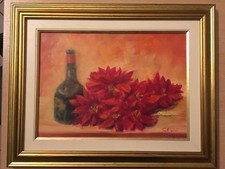 Quadro 25x35 - Olio su Tela - Fiori rossi
