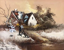 Nightmare Before Christmas Jack Skelington Art upcycled thrift store painting