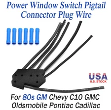 For 80s GM Chevy C10 Monte Carlo Power WIndow Switch Pigtail Connector Plug Wire
