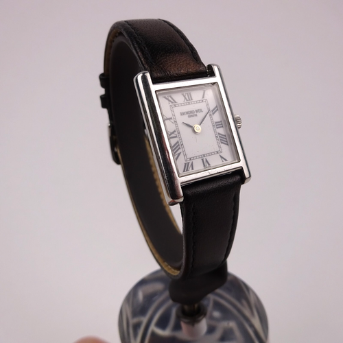 Raymond Weil 5766 Tank Watch Stainless Steel Black Leather Strap Ladies 21mm - Picture 4 of 19