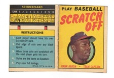 1970 1971 Topps Baseball HANK AARON Scratch Off oddball ATLANTA BRAVES card
