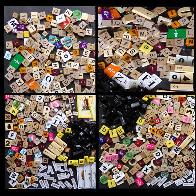1 LB Random Lot: Scrabble Tiles Letters Numbers Words Collage Art Craft Supplies