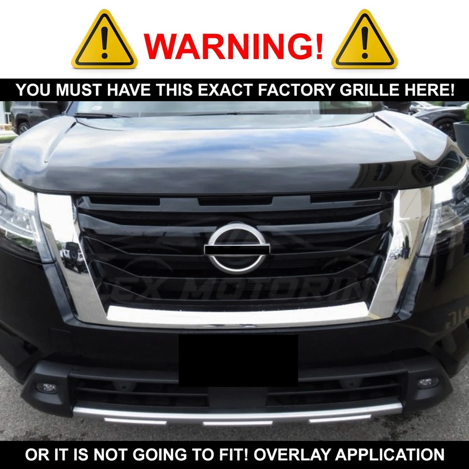 Rejilla negra brillante cubierta superpuesta 1 pieza para Nissan Pathfinder 2022-2025 Foto 3 de 4