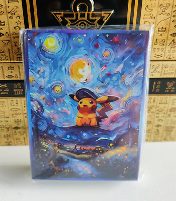 Pokemon Van Gogh Style Pikachu Starry Holo Custom Standard Size Sleeves 60 Stück