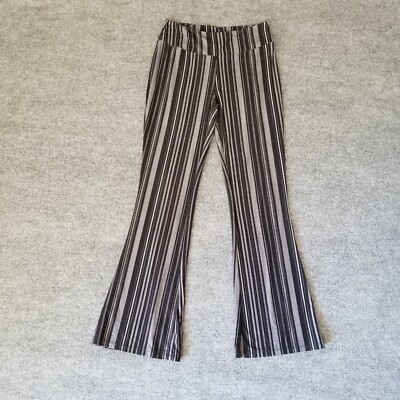 MUDD Jr Teens Leggings L (28×33) Black White Striped Stretch Bootcut Elas. Waist