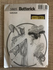 Butterick 3805 - Ladies Historical Millinery Hats- Bonnets Pattern SM-LG FF