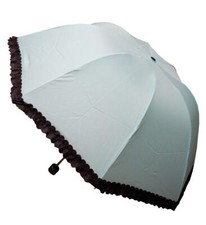 Blue Sun  Rain Umbrella with Lace Folding Small Dots Compact Dome Parasol