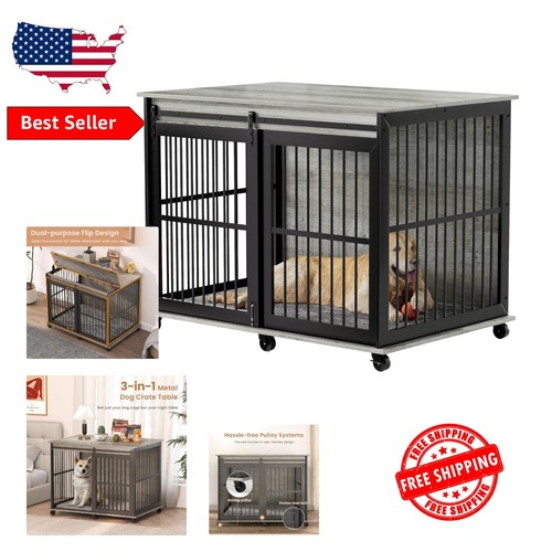 Stylish 3-in-1 XL Dog Kennel with Plush Cushion - Heavy-Duty Indoor Furniture