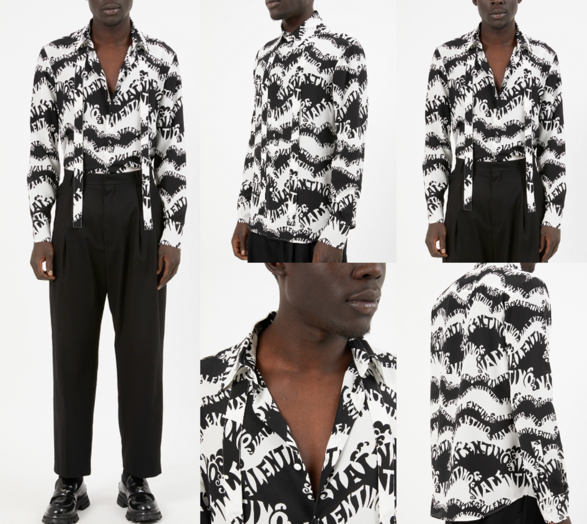 Valentino Archive 1970 Print Silk Buttoned Shirt Slim Fit Allover