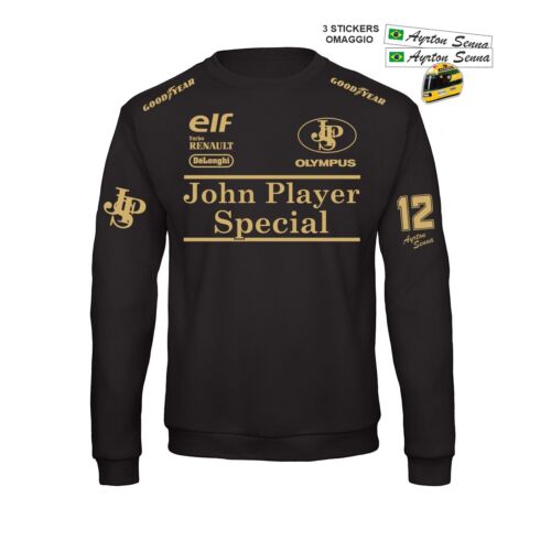 90's Ayrton Senna John Player LOTUS F1 Replica Sweatshirt + Free Stickers - Picture 1 of 10