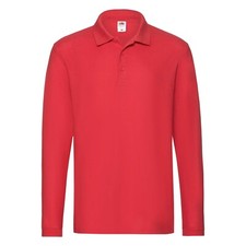 Image of Fruit of the Loom Premium Long Sleeve Polo Shirt - 100% Cotton S-3XL - 8 Colours