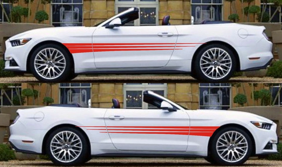 2 PC Sticker Decal Side Stripe Door Body Kit Graphic For Ford Mustang 1998-2010 - Image 3 of 4