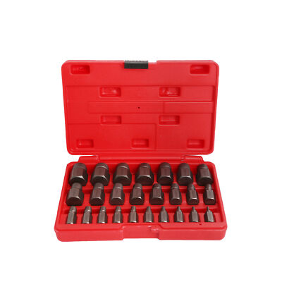 Multi-Spline Screw Extractor Set Hex Head Bit Socket Wrench Bolt Remover 25Pcs